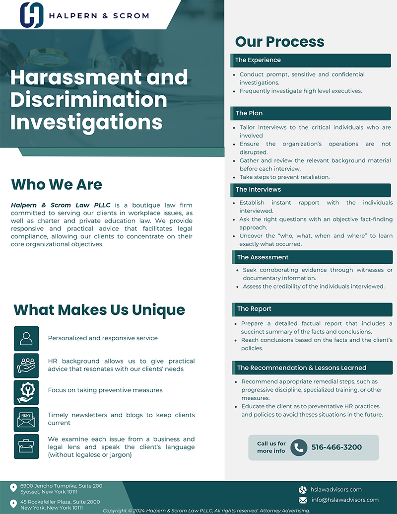 Harassment and Discrimination Investigations